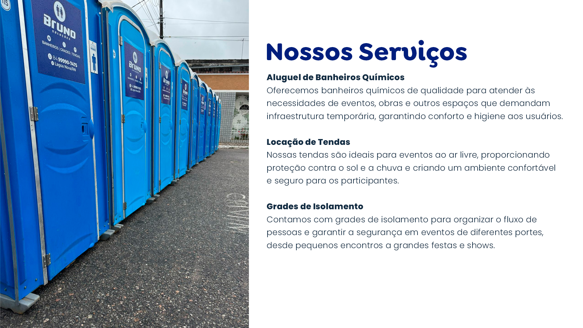 Banheiros químicos Bruno Soluções